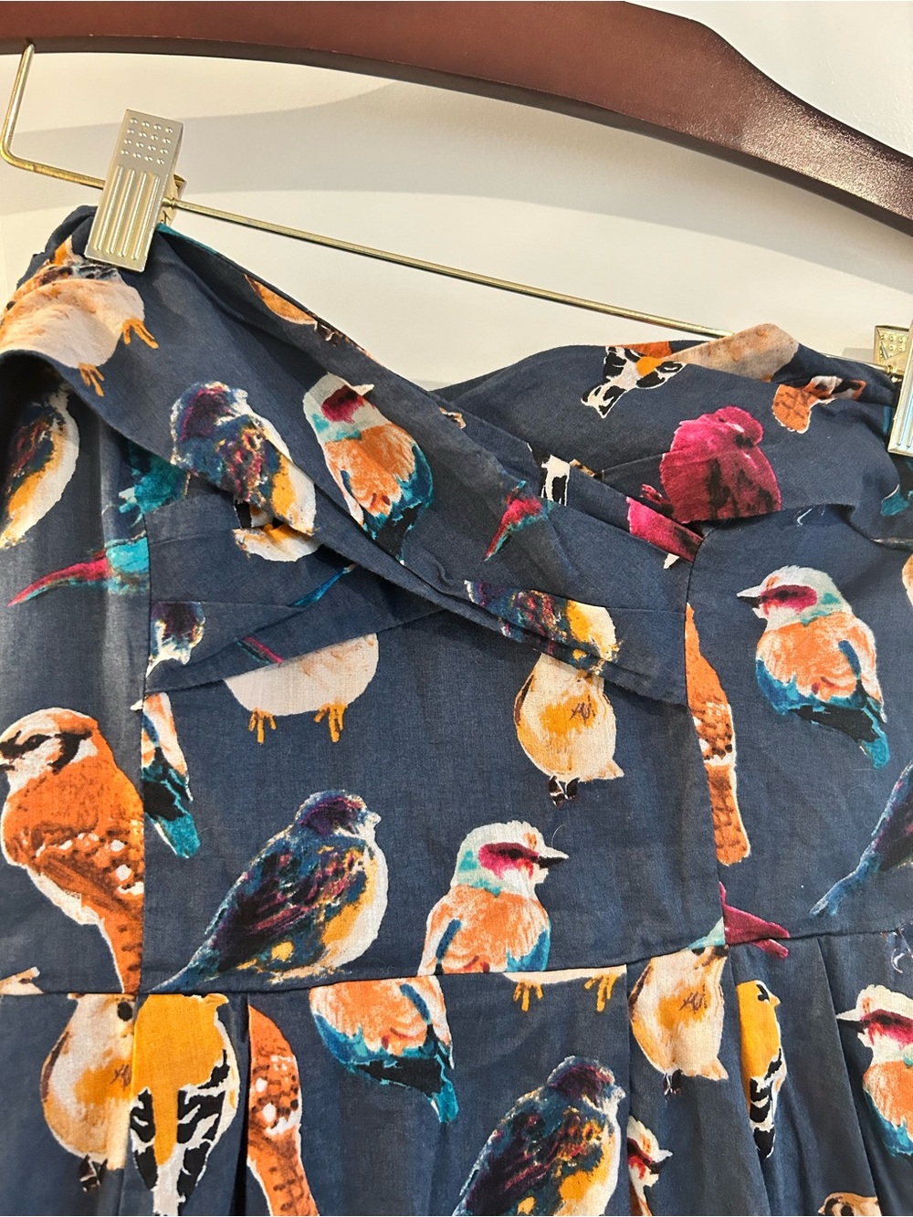 Maeve Native Birds Dress Blue Brown Size 4 - Picture 4 of 16
